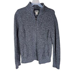 LL Bean Sweater 508221 Full Zip Heavyweight Knit M Organic Cotton Pockets